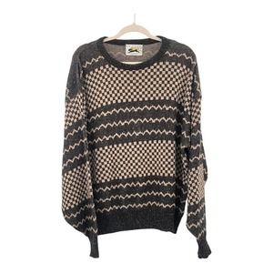 Vintage Le Tigre Pullover Cosby Style Sweater Chevron Fleck Oatmeal Size L